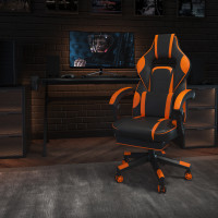 Flash Furniture CH-00288-OR-GG X40 Gaming Chair Racing Ergonomic Computer Chair with Fully Reclining Back/Arms, Slide-Out Footrest, Massaging Lumbar - Black/Orange